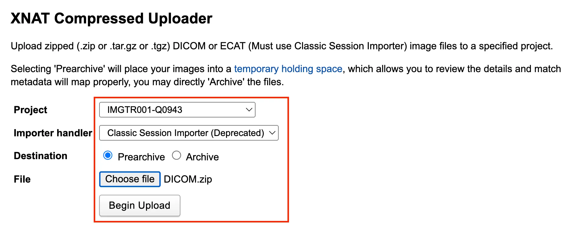 Compressed uploader