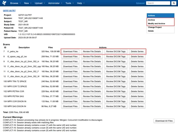 Archive options