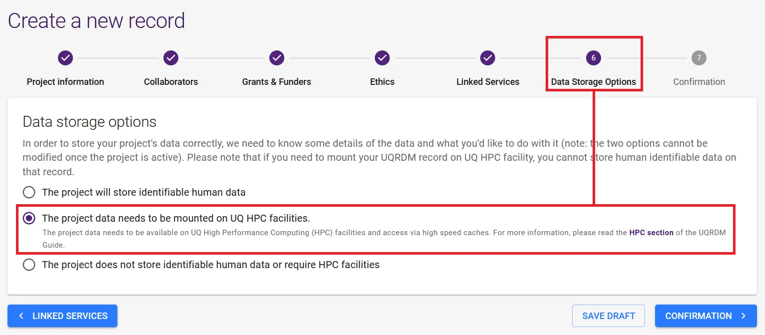 UQ-RDM create record